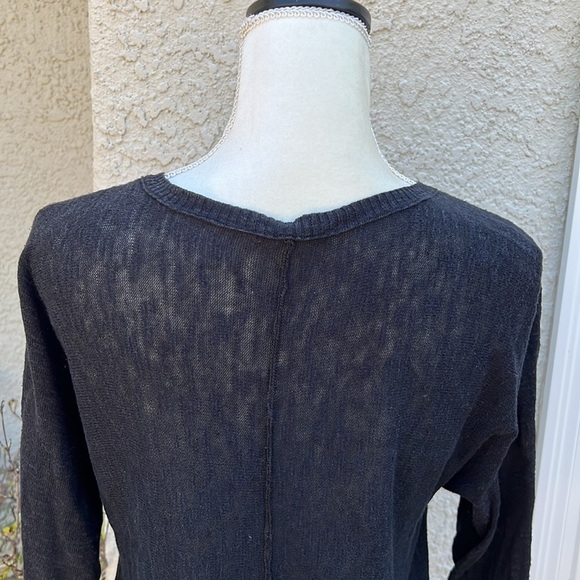 Eileen Fisher Blue Linen Knit V-Neck Sweater Women's Size XS - Picture 5 of 6